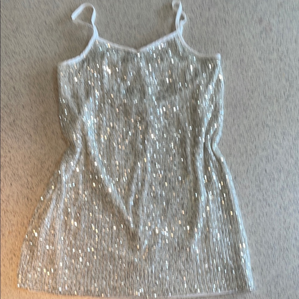 Art Class Silver Sequin Slip Dress Sleeveless Cocktail